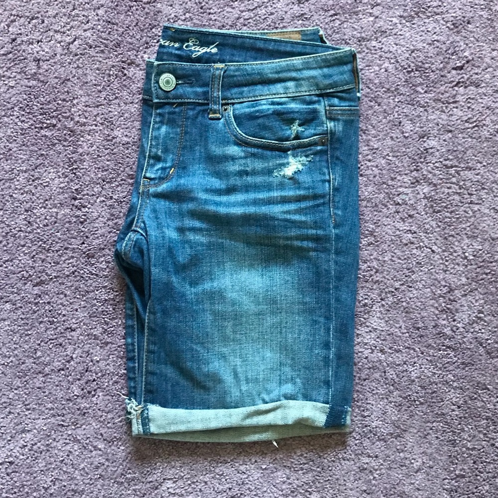 American Eagle Distressed Bermuda Jean Shorts